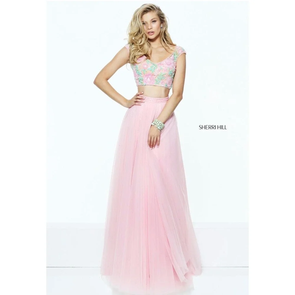 sherri hill pink beaded dress Sherri Hill Sequin Open Back Prom Dress 54912